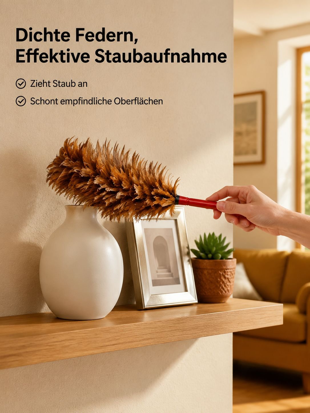 Antistatischer Staubwedel mit dichter Federfüllung