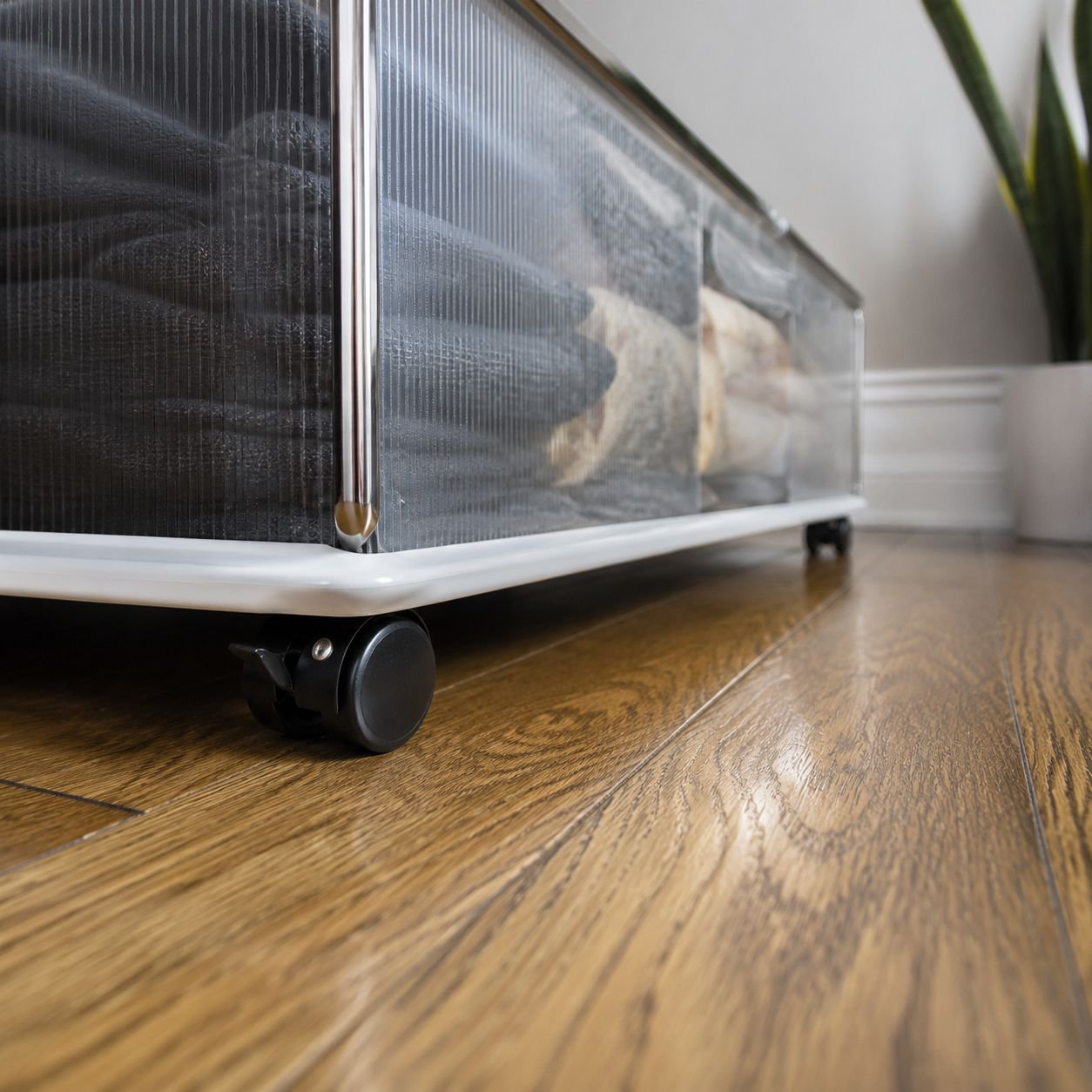 Easy access rolling storage box under bed