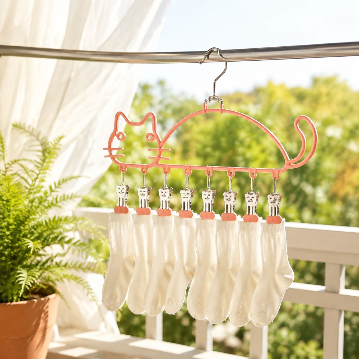 JMY - Cat-shaped Sock Clip Clothes Rack