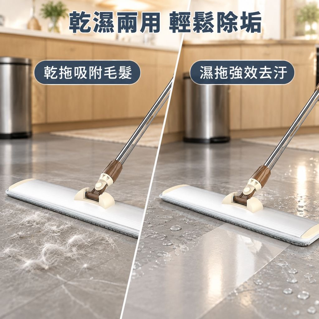 多功能不鏽鋼桿乾濕拖把