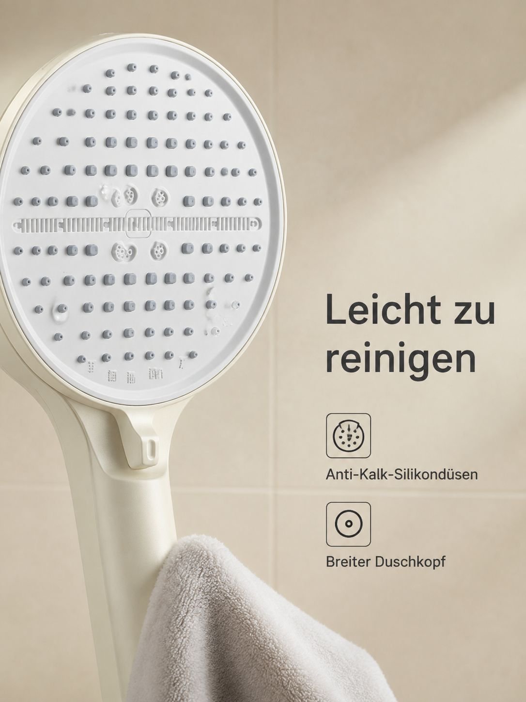 Duschkopf mit breiter Sprühfunktion und Massageeffekt