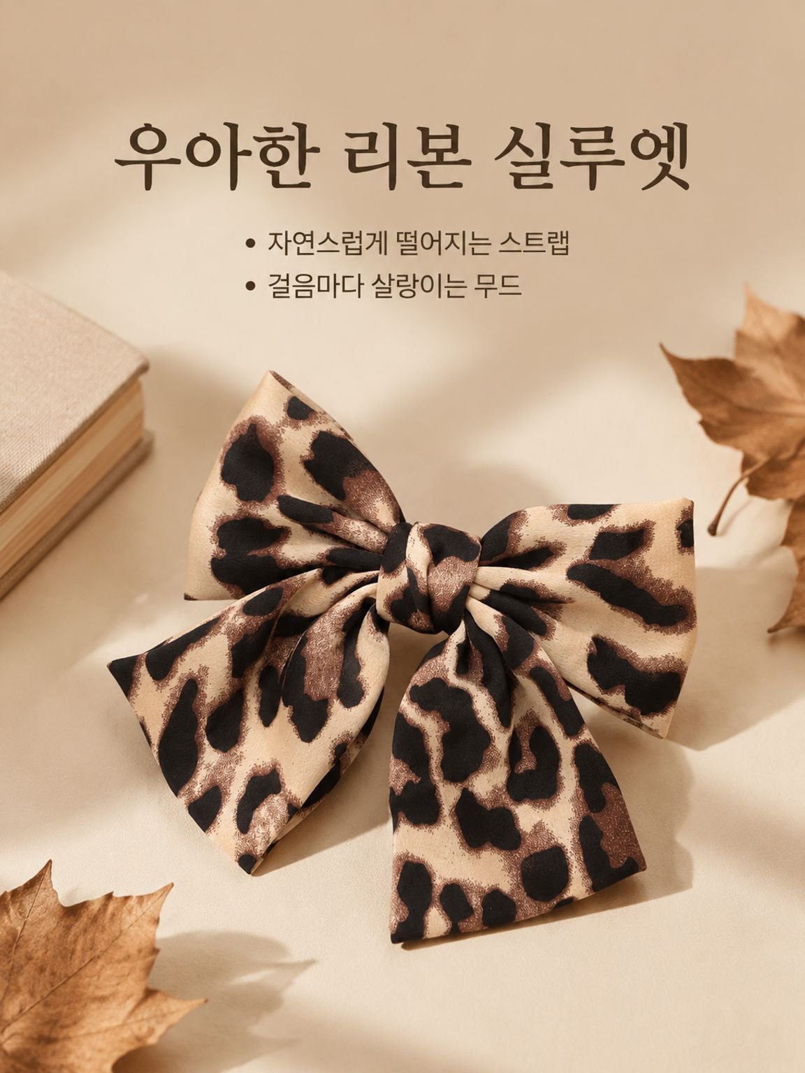 호피무늬 리본 헤어핀