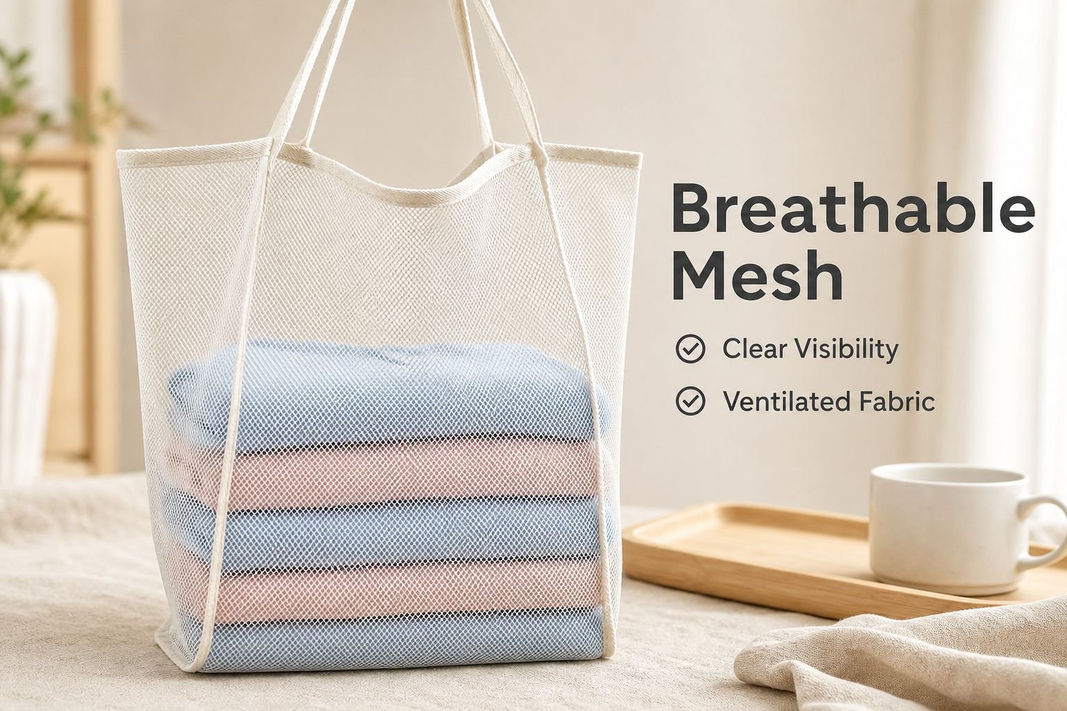 Solid Color Mesh Storage Bag