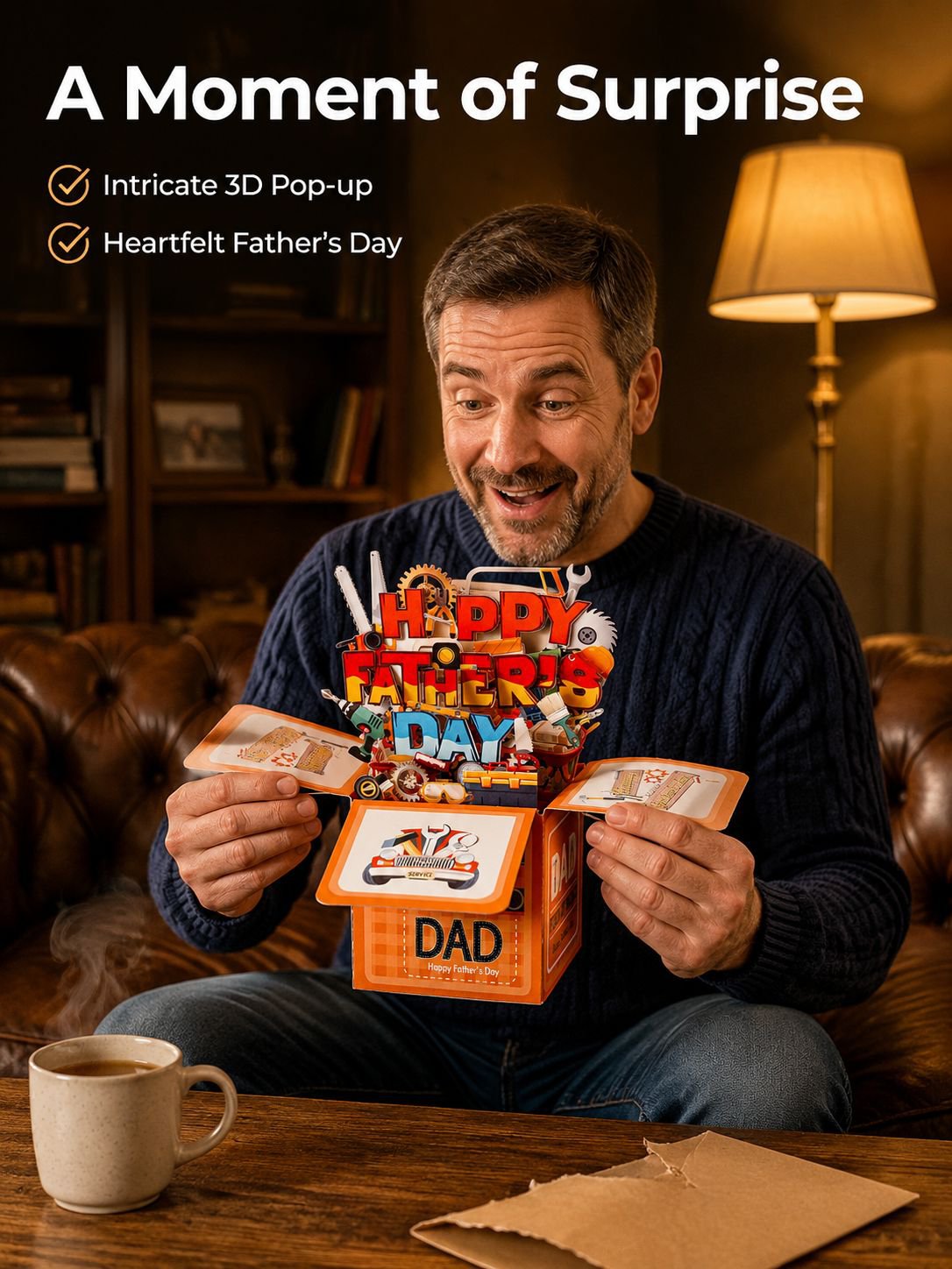 Father's Day BEST DAD Pop-up Box Card Foldable Gift