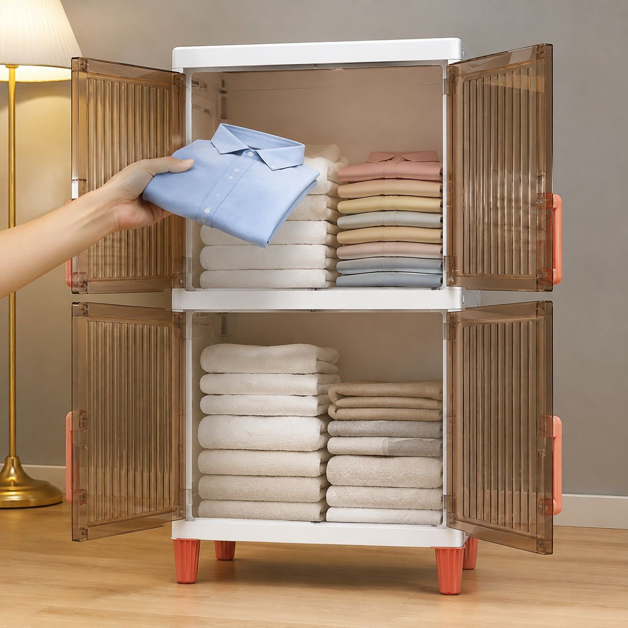 Organizador de ropa plegable de plástico de gran capacidad