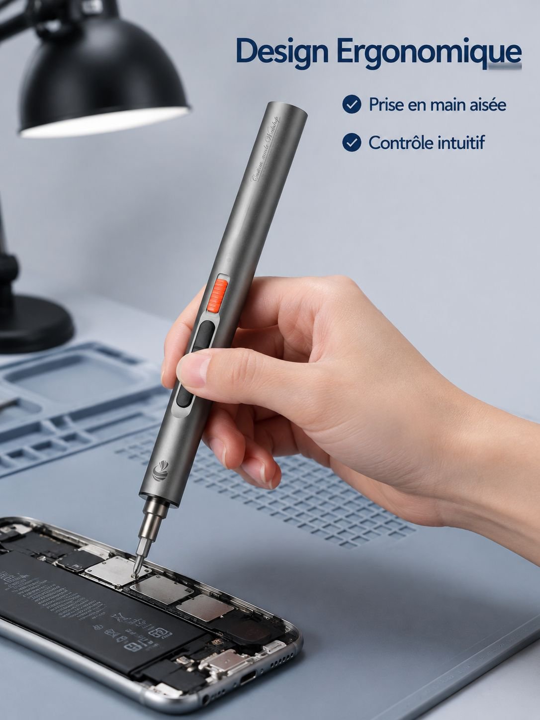 Tournevis sans fil rechargeable de précision avec éclairage LED