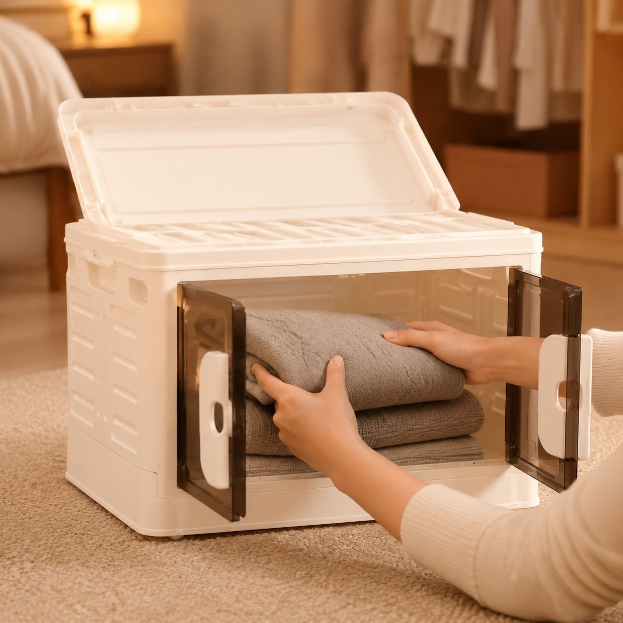 Multi-functional storage box with handles