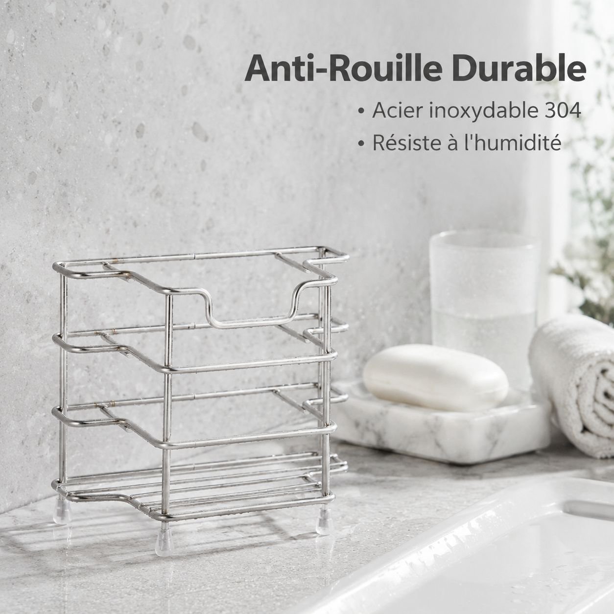 Porte-brosse à dents en acier inoxydable sans perçage