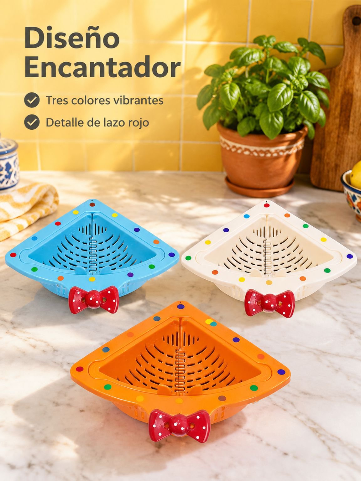 Canasta colgante de malla triangular para drenaje doméstico