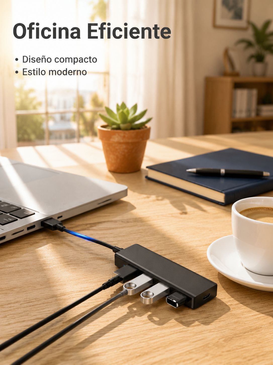 Hub USB de aluminio con 4 puertos, perfecto para dispositivos digitales