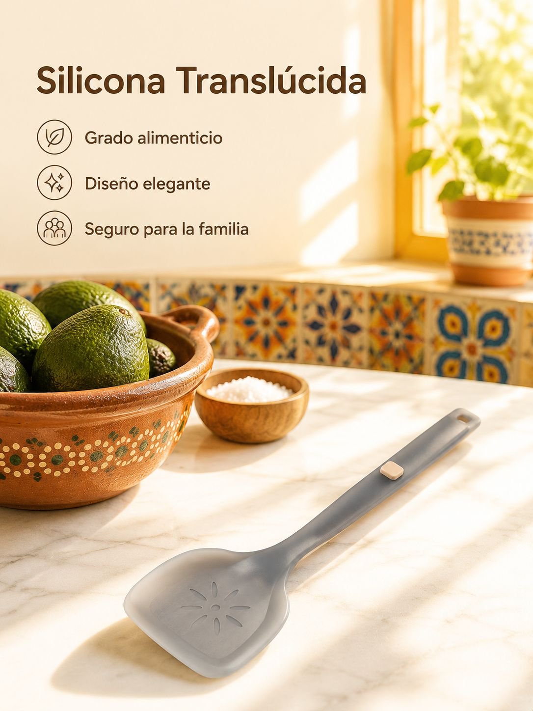 Espátula de cocina de silicona semitransparente