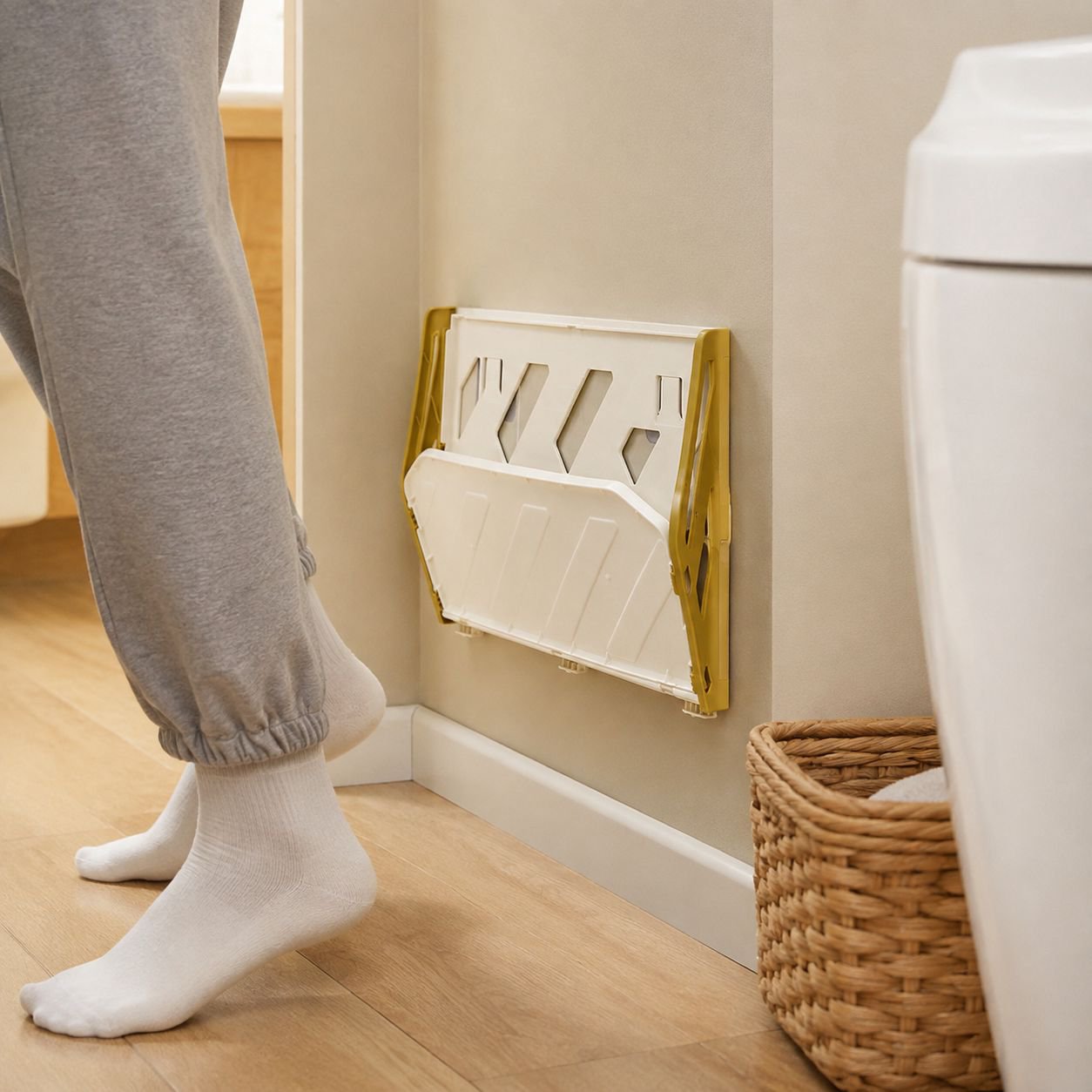 No-drill, anti-theft, simple folding wall-mounted shoe rack for home use, bathroom slipper rack.