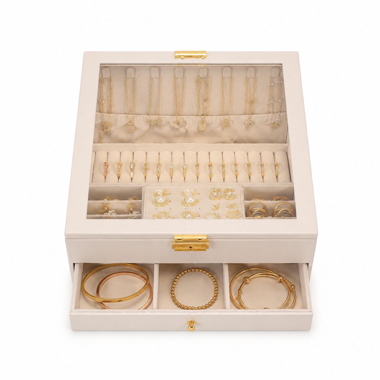 Multi-Tier Drawer Jewelry Organizer for Necklaces and Earrings