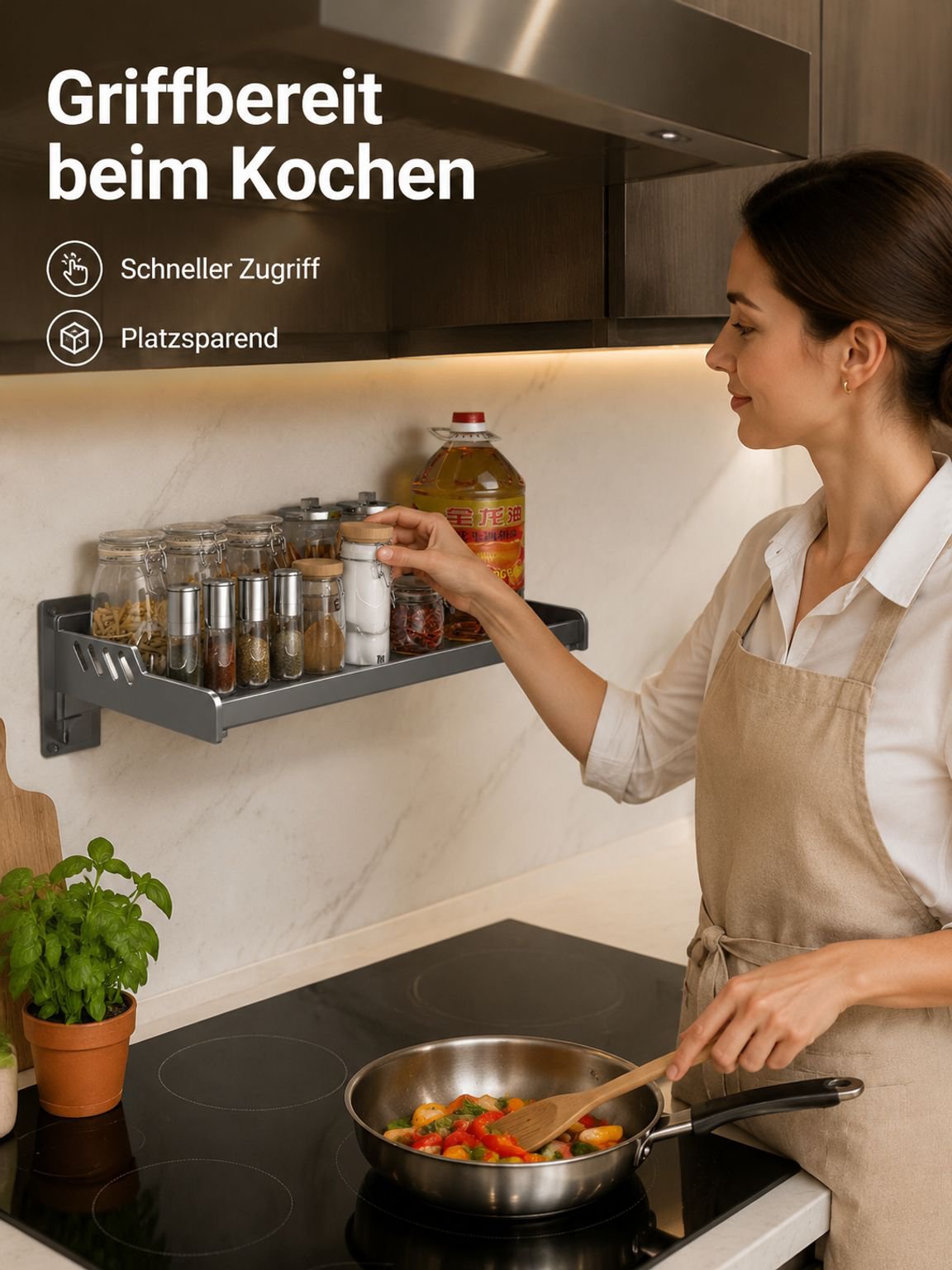 Hängendes Küchenregal für Gewürze – Bohrenfreie Montage