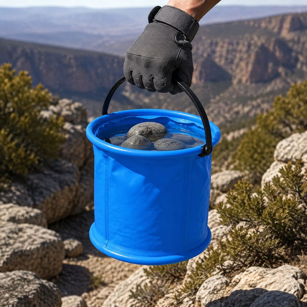 Cubo portátil ideal para viajes y camping