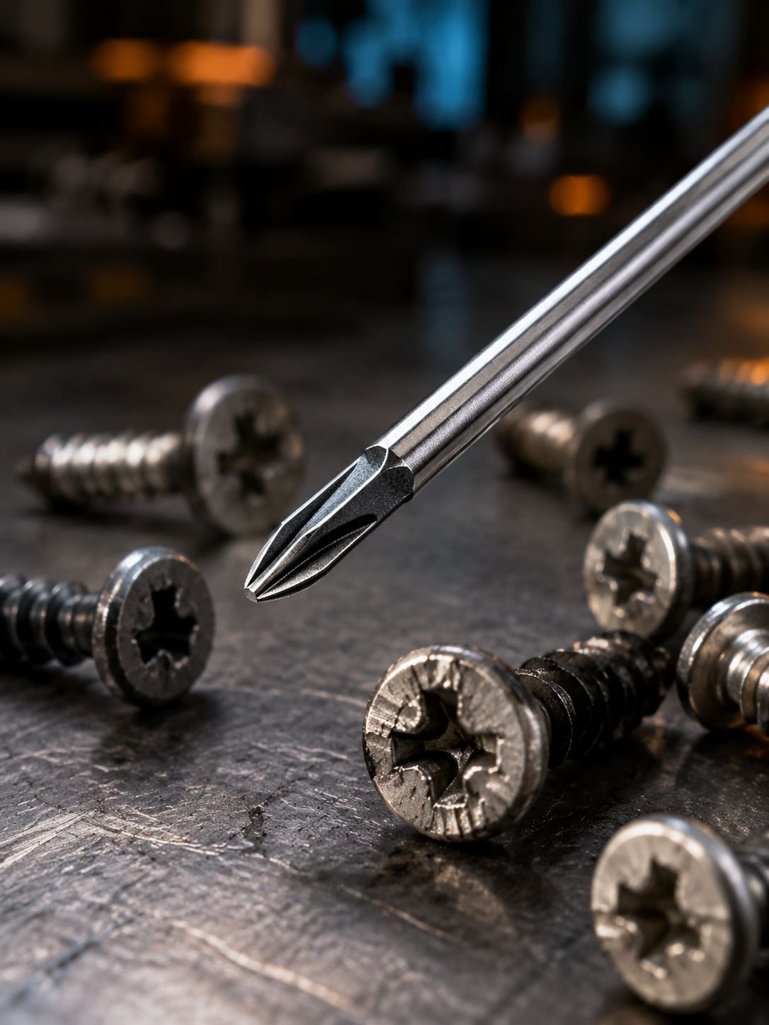 Long shaft screwdriver for professional use