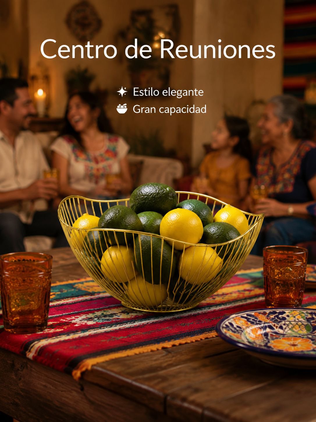 Plato de fruta de hierro forjado con hojas de loto