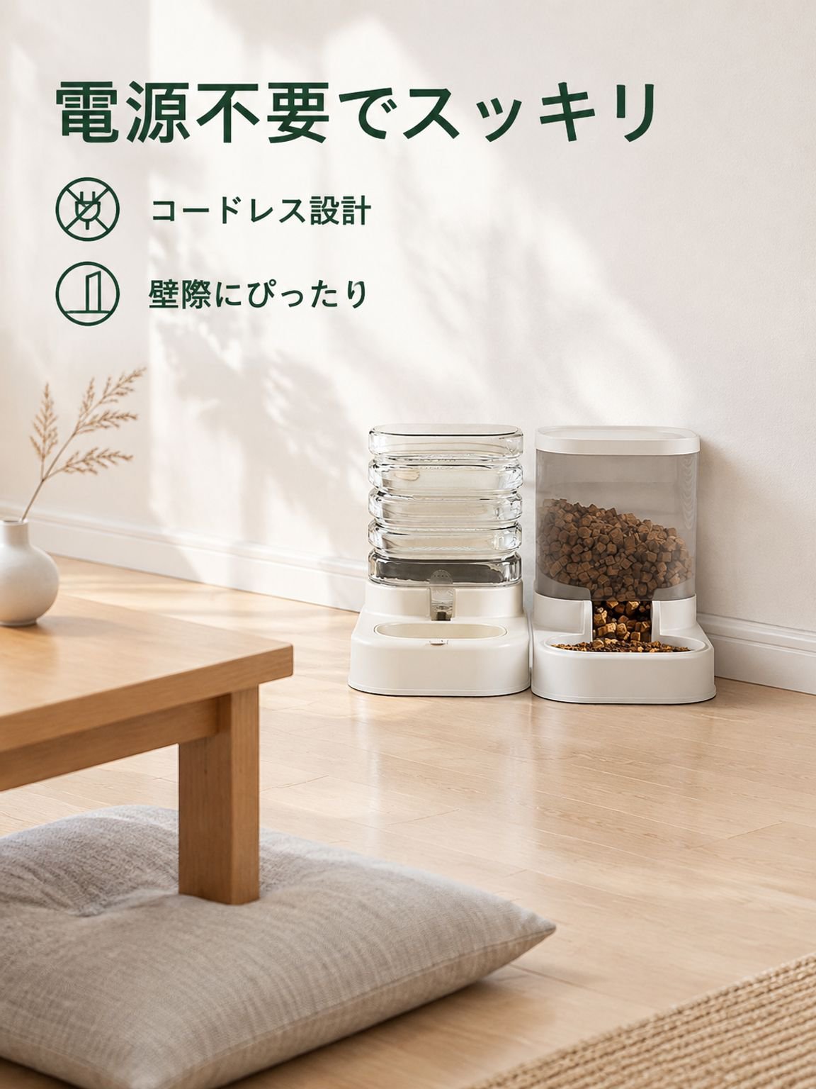 自動ペット給餌器・大サイズ・ダブルウォーターボウル付