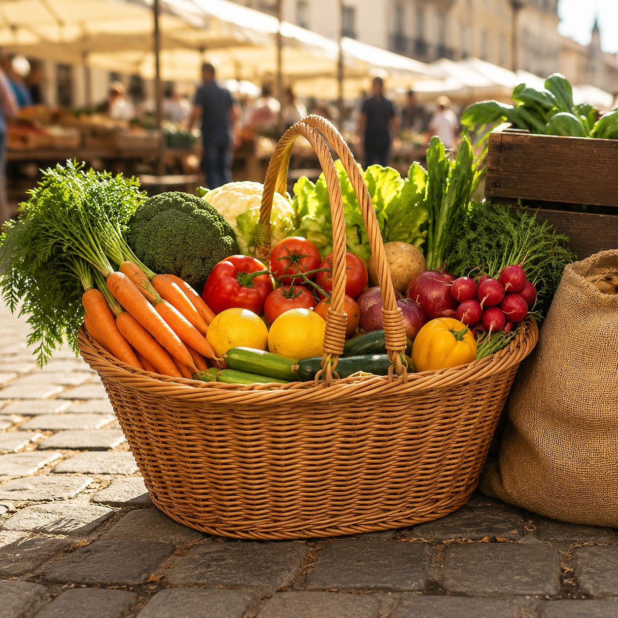 Panier portable imitation rotin naturel