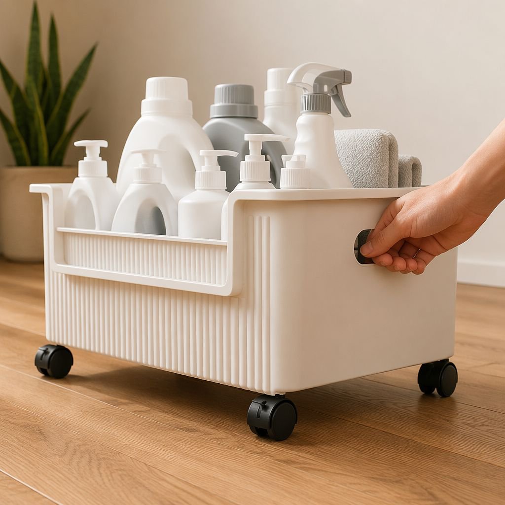 Bathroom Under Sink Movable Laundry Rack