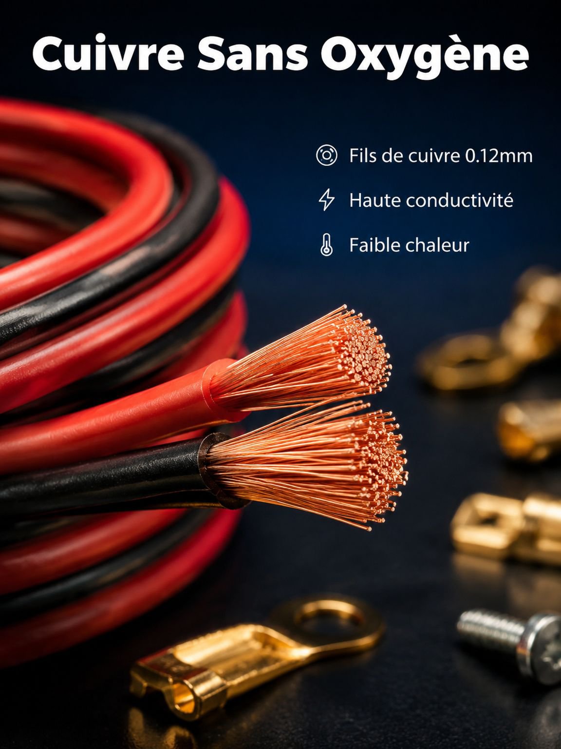 Câble double 2468 rouge et noir pour bande LED, PVC, petite bobine 30-16AWG