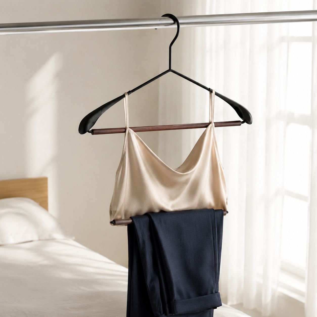 Solid Wood Anti-Slip Clothes Rack, No Marks, Durable