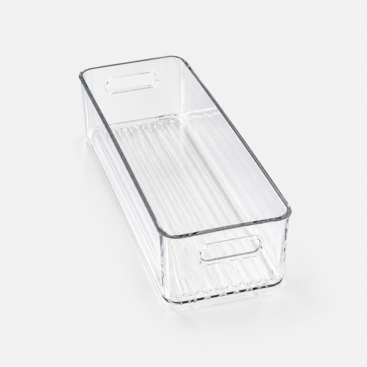 Caja de almacenamiento de escritorio rectangular estrecha de acrílico transparente