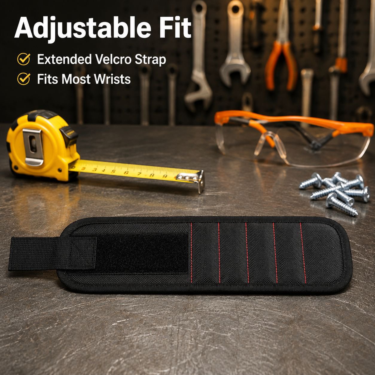 Magnetic Wristband for Electricians, Strong Magnet Tool Holder for Screws
