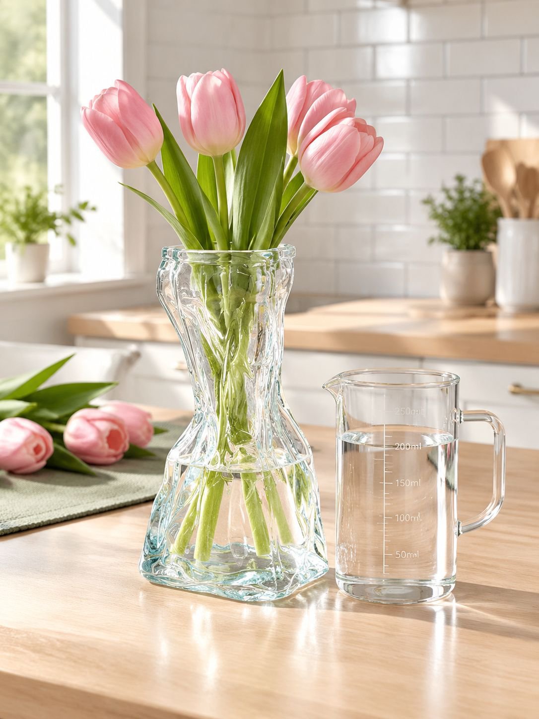 Transparent glass vase enhancing living room aesthetics