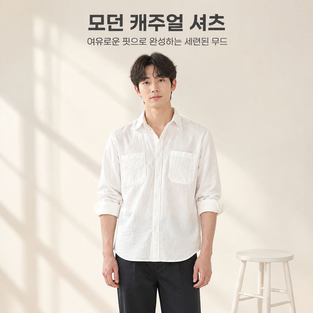 미니멀 셔츠 남성 한국 스타일 린넨 재질 캐주얼 데일리 멋스러운 카라 고급스러움