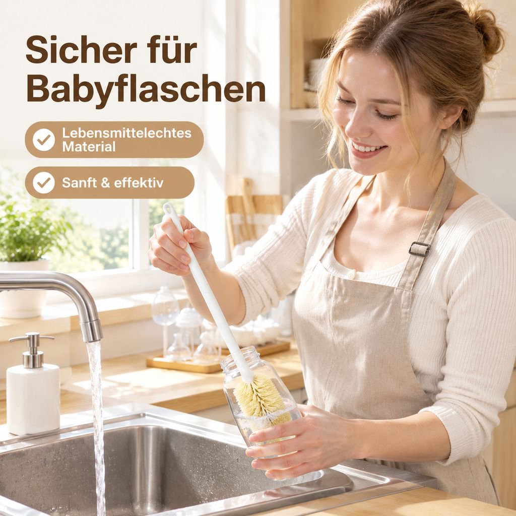 Bürste mit langem Stiel und festen Borsten zur Becherreinigung