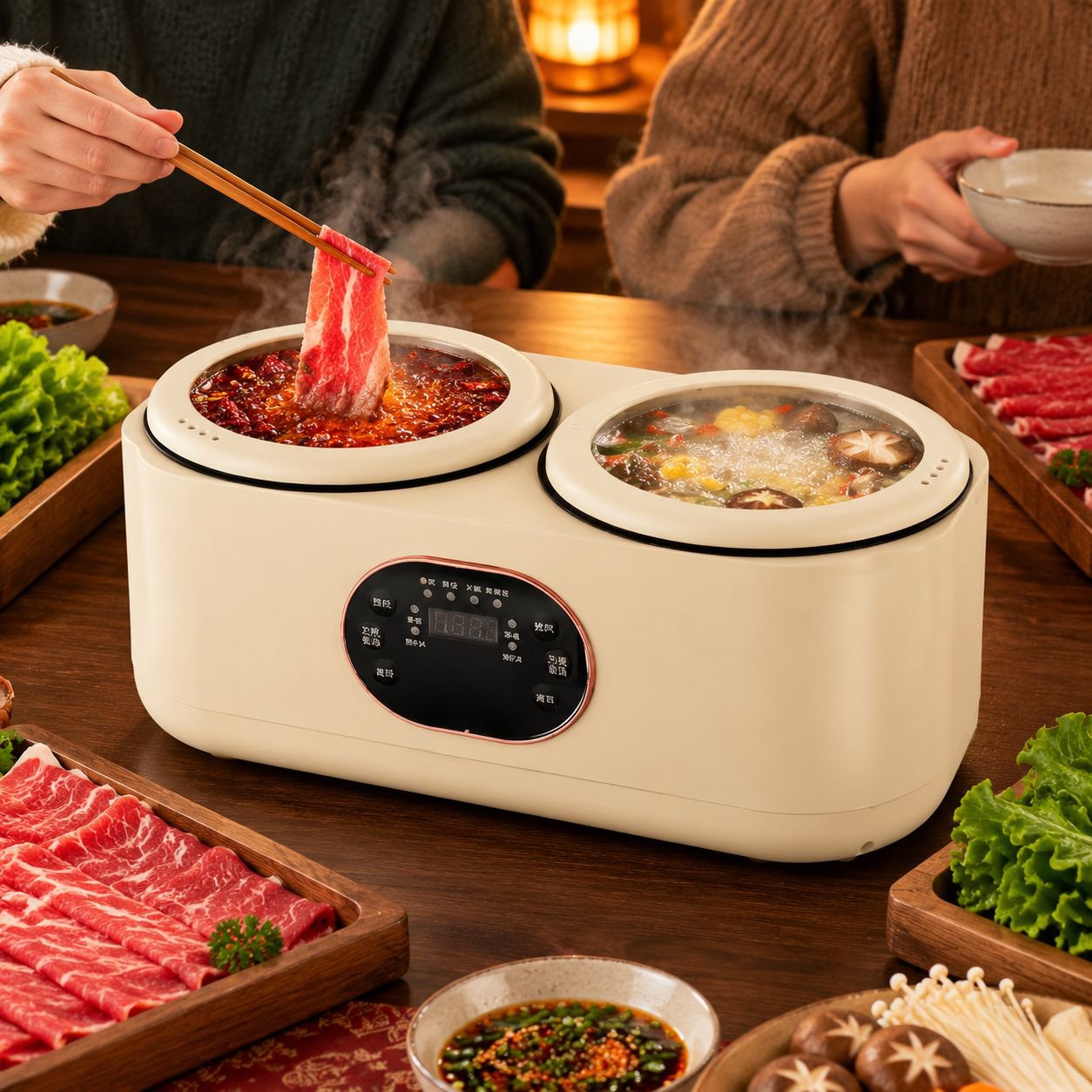 Electric hot pot function with boiling soup