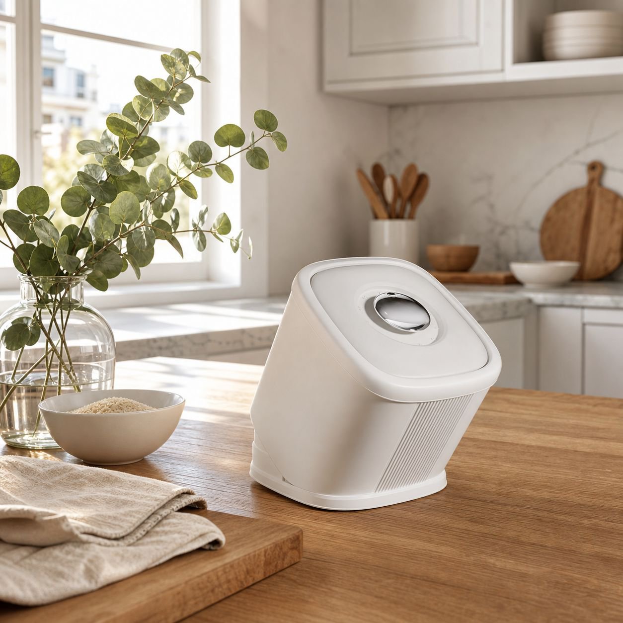 Récipient à riz encastrable hermétique pour cuisine