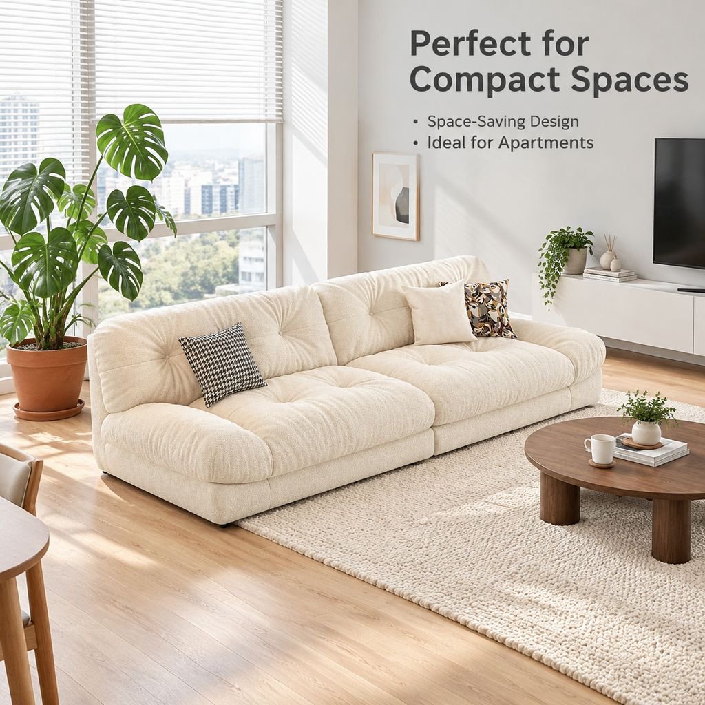 Cream-Style Fabric Sofa