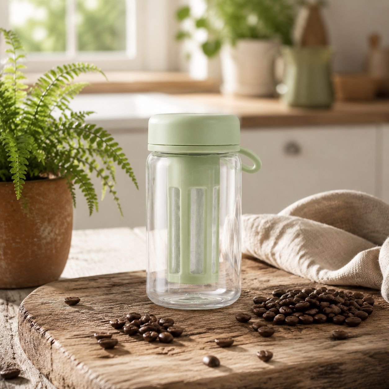 Sleek black portable coffee tumbler design