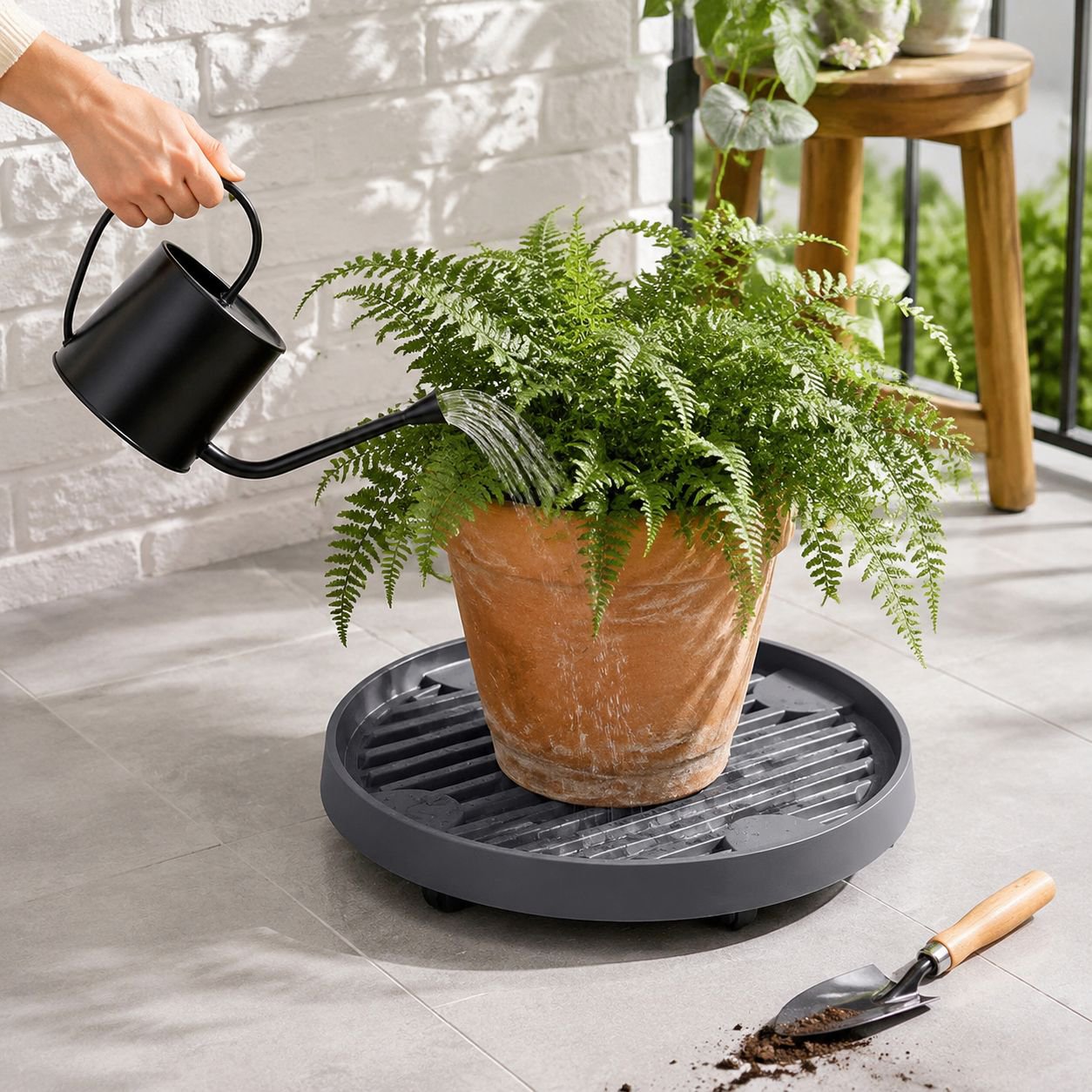 Durable plant stand with smooth rolling wheels
