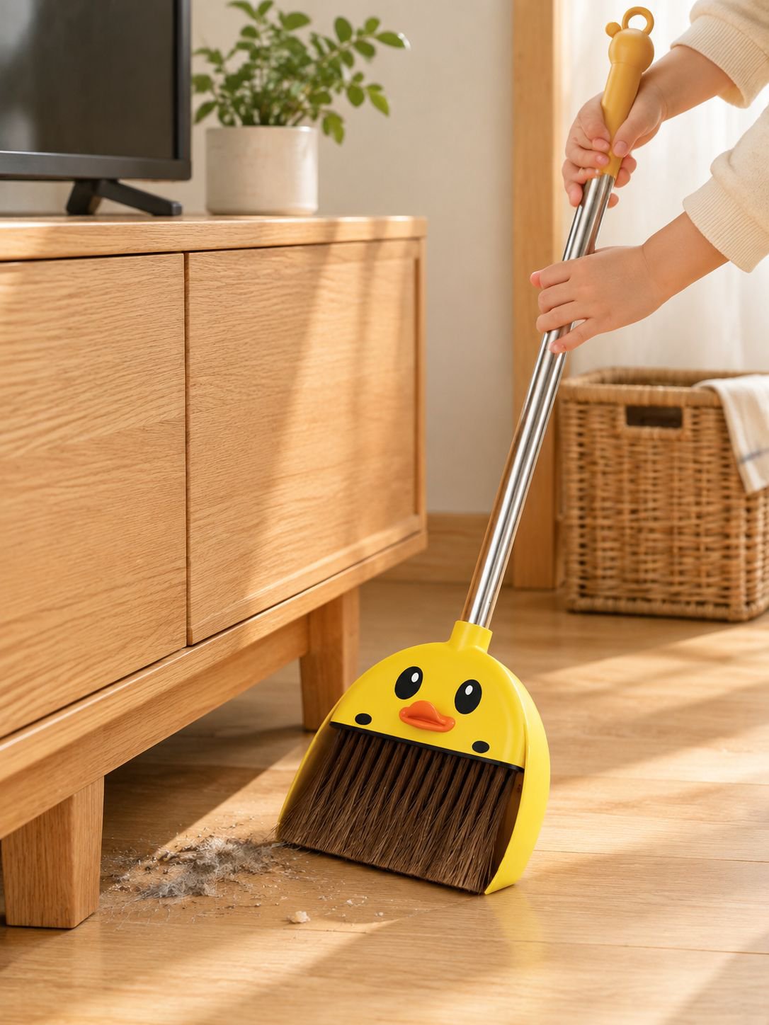 子供が掃除を楽しめるアヒルほうき