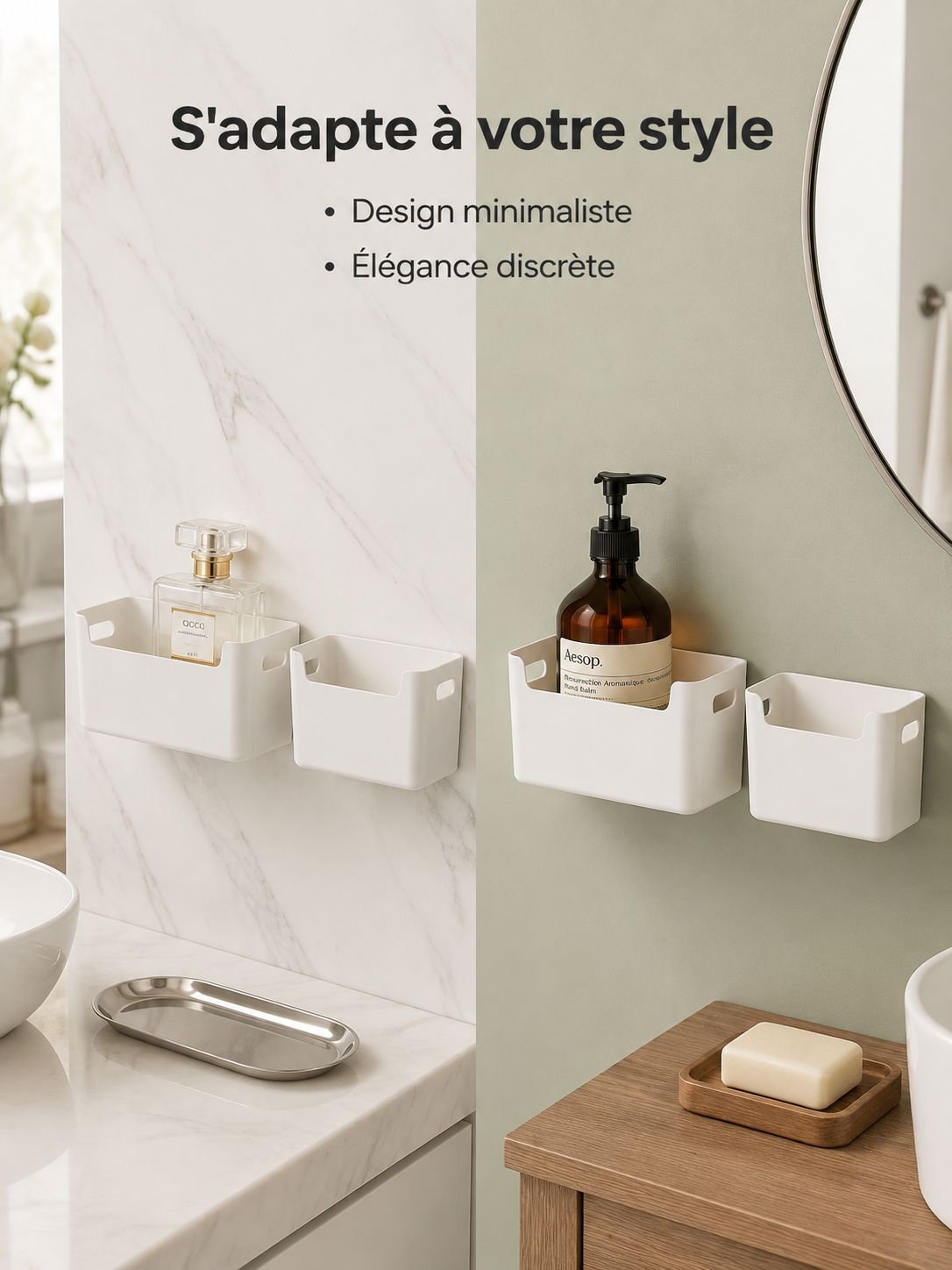 Exemple d'utilisation de la boîte murale pour salle de bain