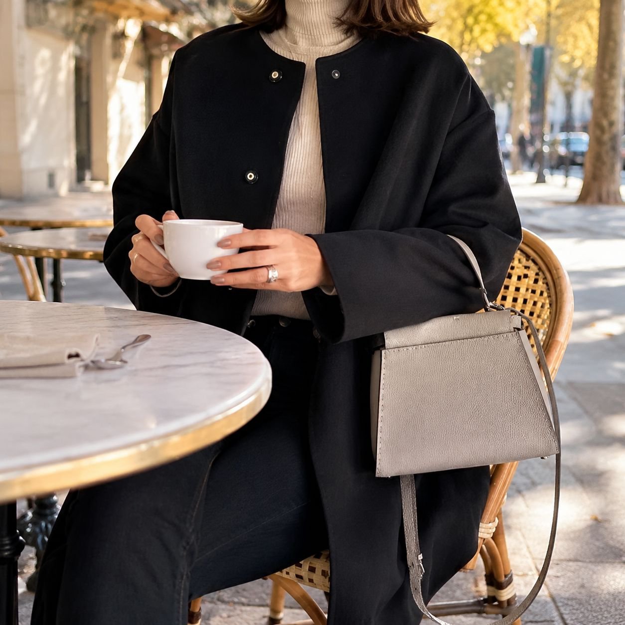 Chaqueta de lana para mujer en color sólido, estilo casual