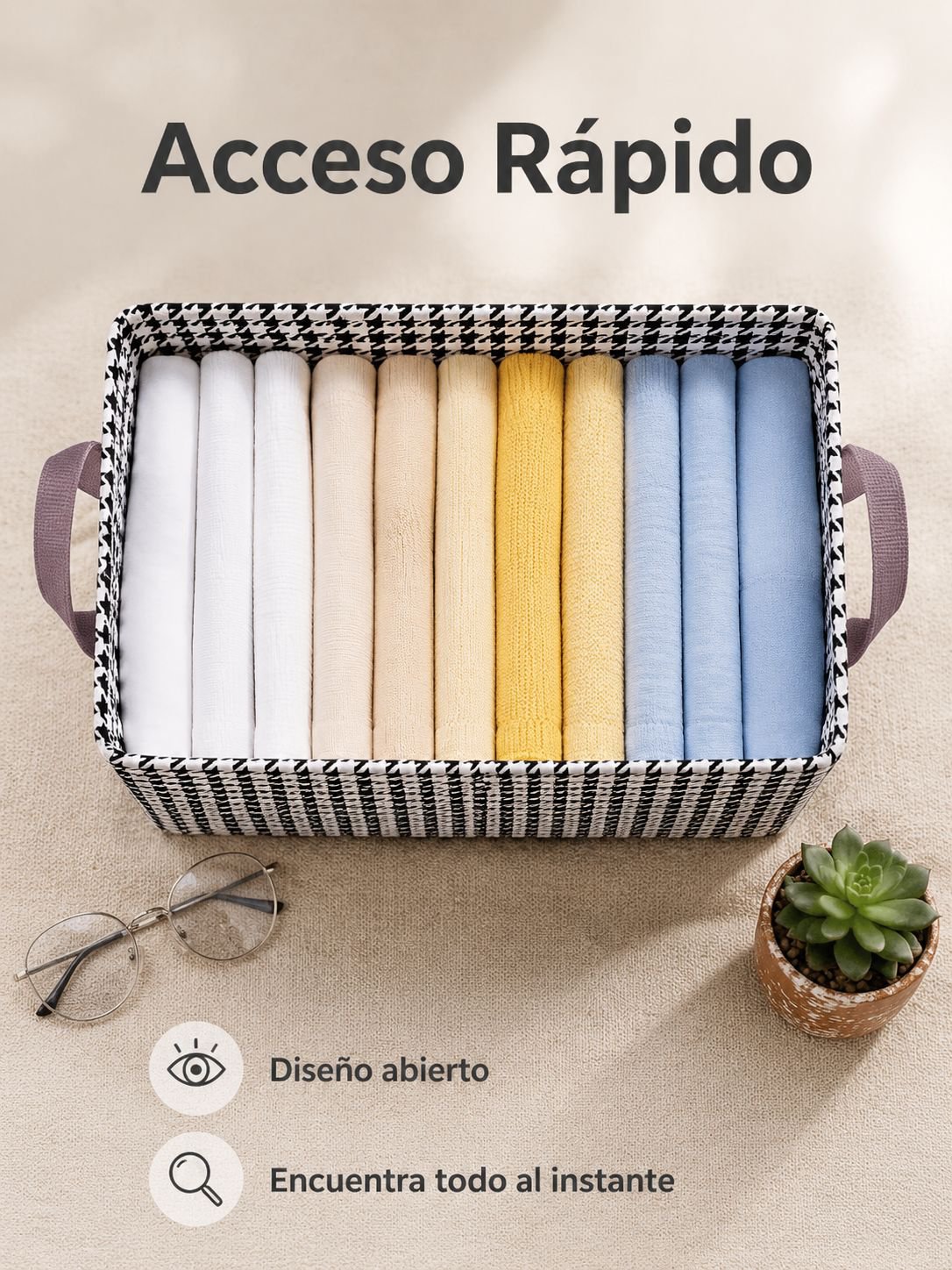 Caja de almacenamiento de ropa plegable portátil con diseño de pata de gallo