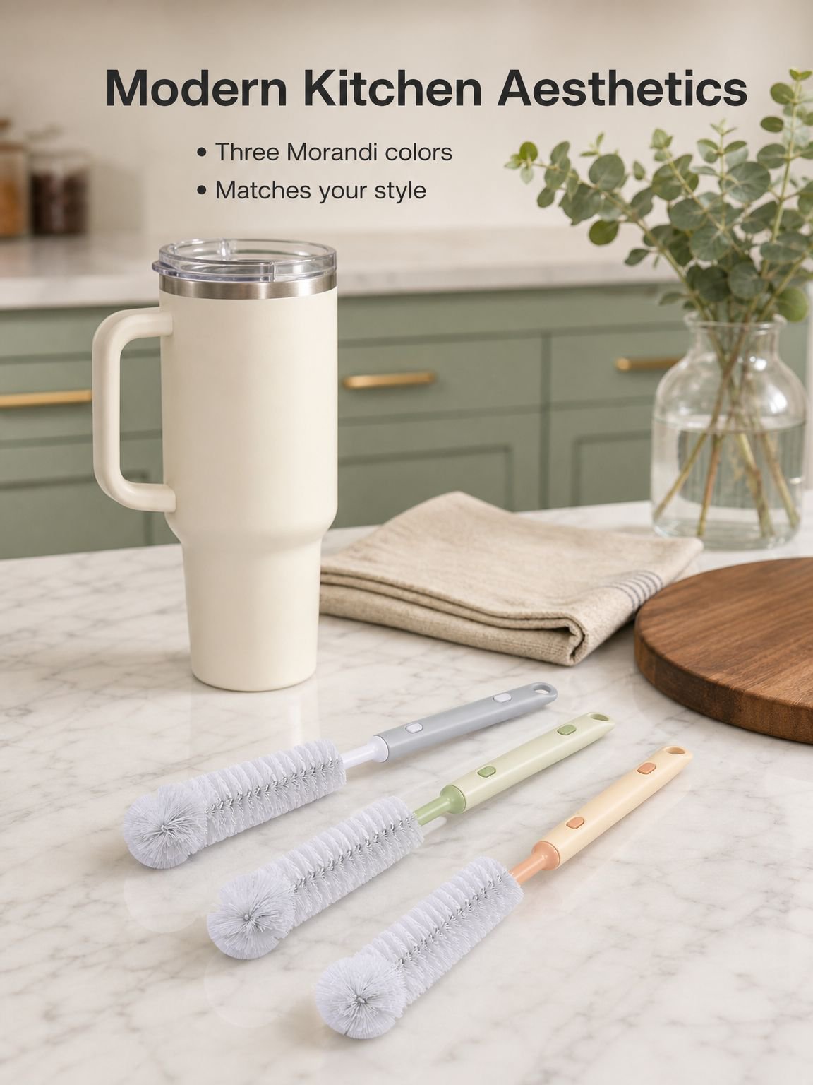 Telescopic portable cup cleaning brush