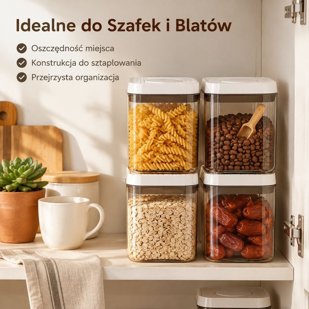 Pojemnik na zboża z uszczelką i przyciskiem