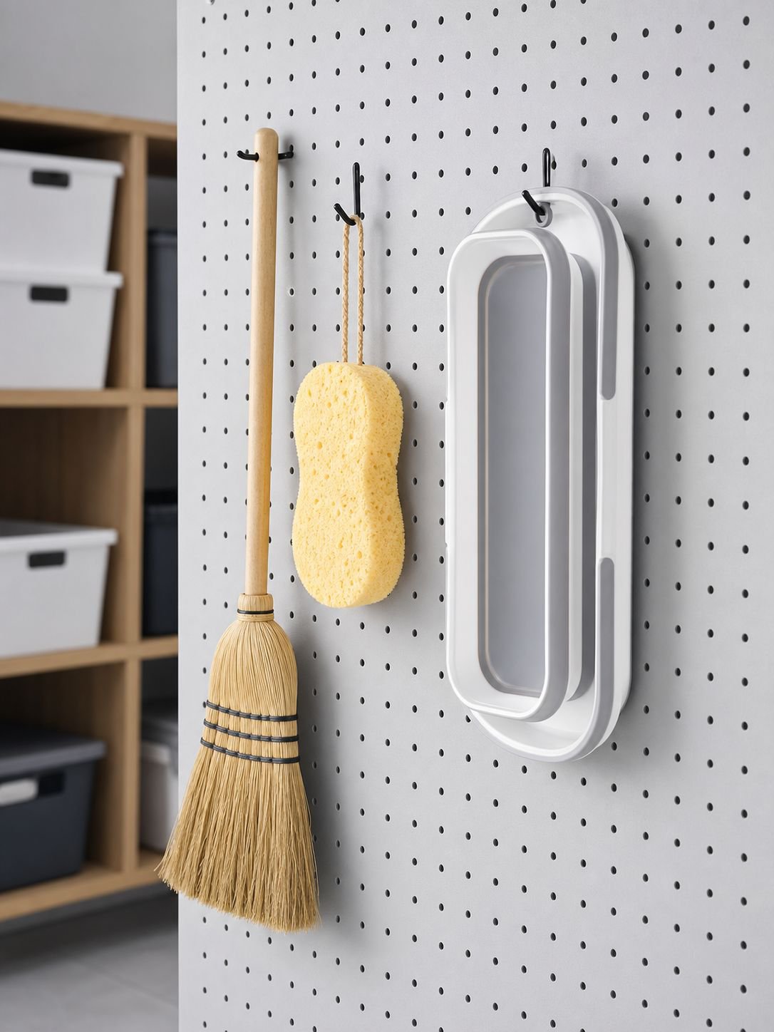 Rectangular flat mop bucket with ergonomic handle