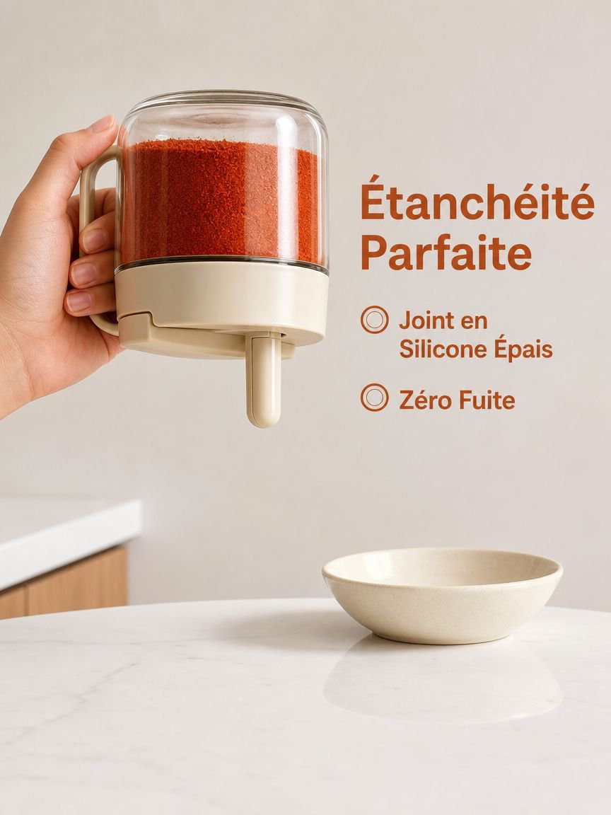 Bouteille de rangement de cuisine à ouverture/fermeture, pot à épices séparé