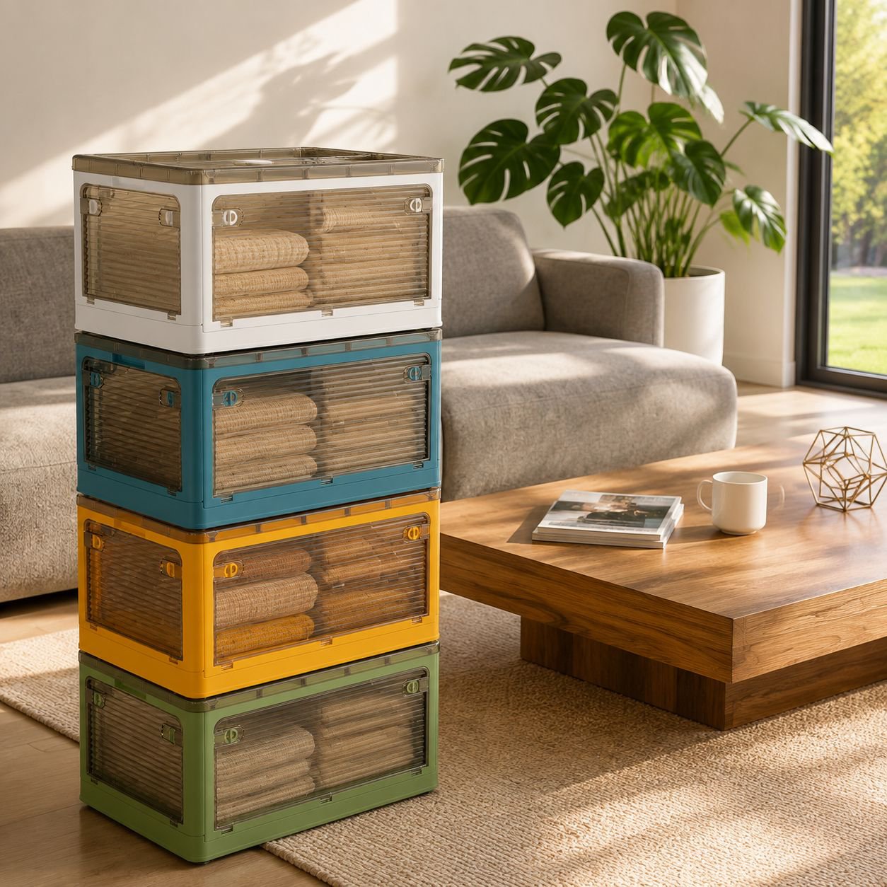 Multifunctional Foldable 5-Door Storage Box with Wheels, Suitable for Clothes, Toys, and Sundries