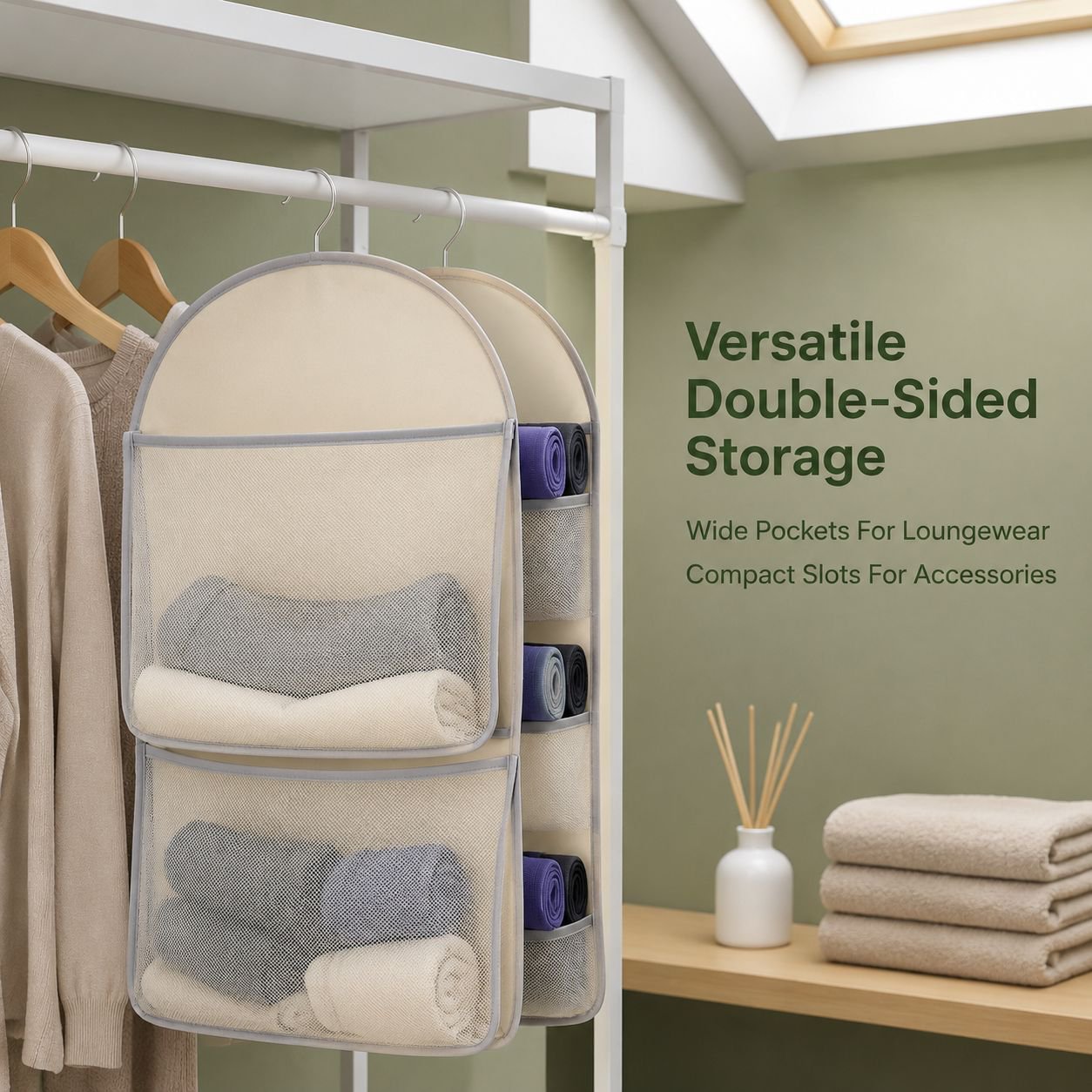 Multi-layer underwear storage hanging mesh bag