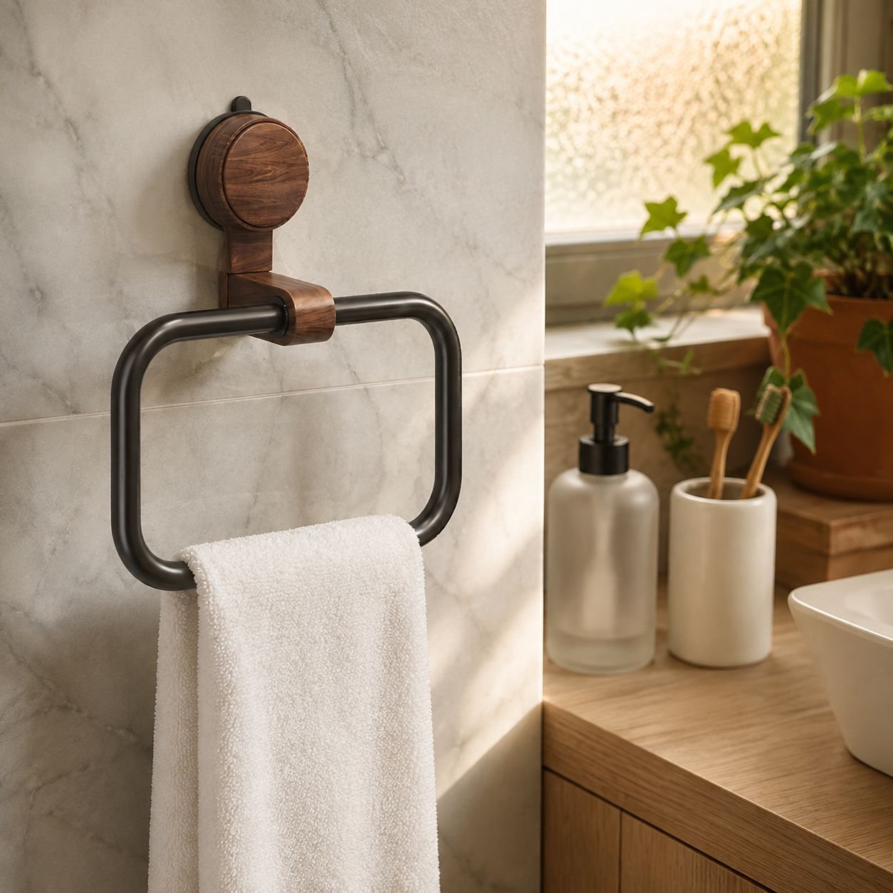 Nordic Style Walnut Towel Hanger