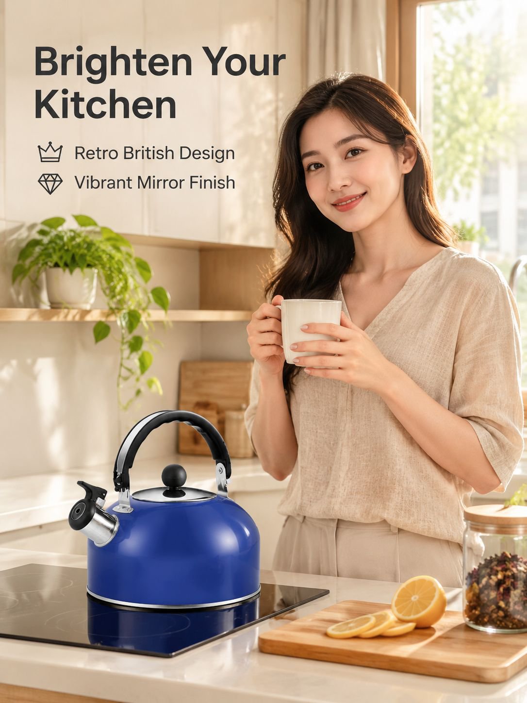 Flat-bottomed stainless steel kettle