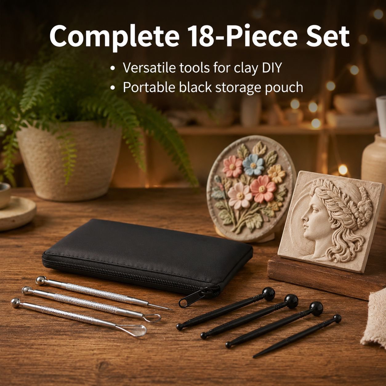 Stone Plastic Clay Carving Tool Kit for DIY, Includes 7 Carving Needles and Pottery Tools