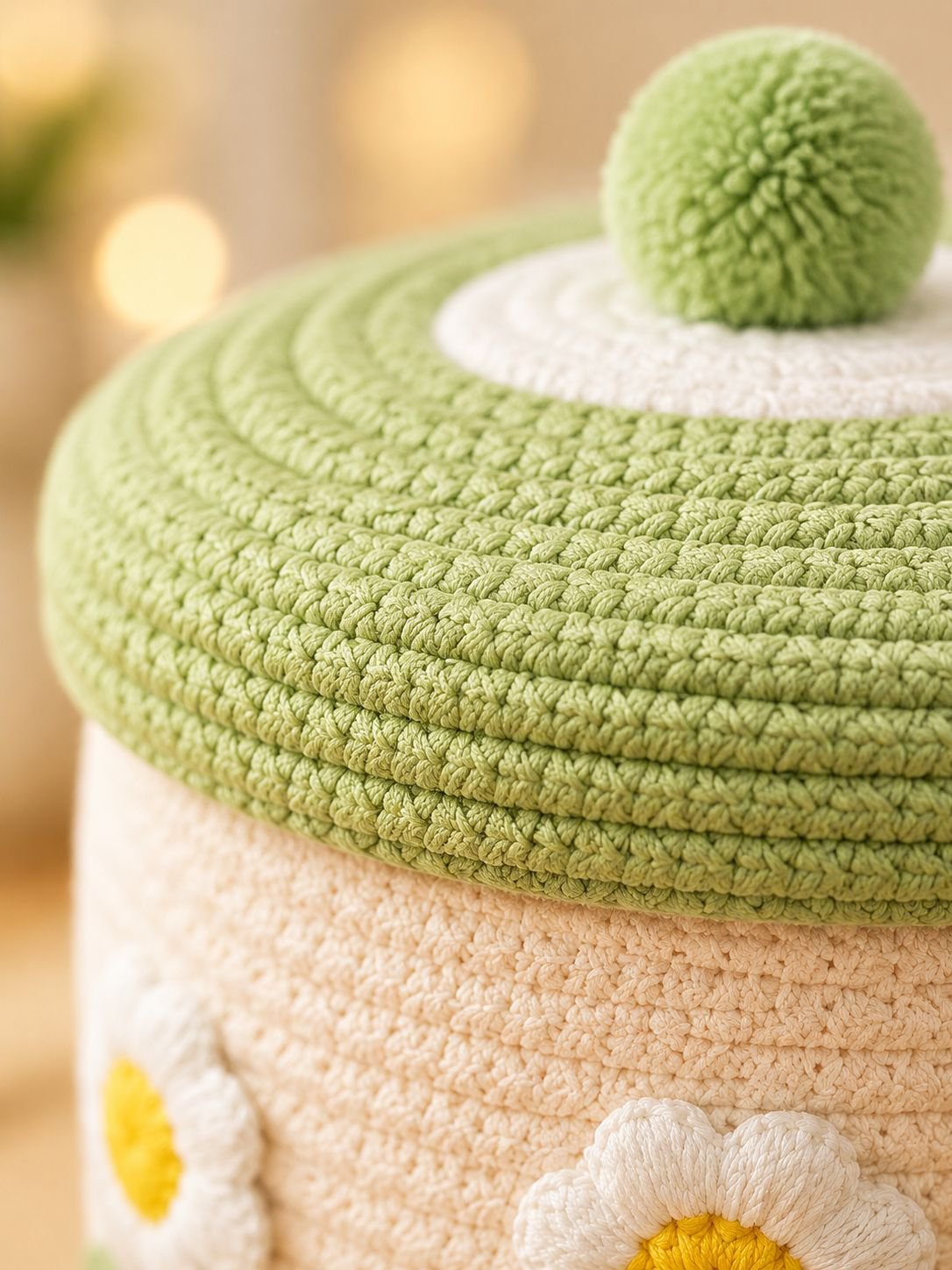 Close-up of durable cotton material used for woven storage basket